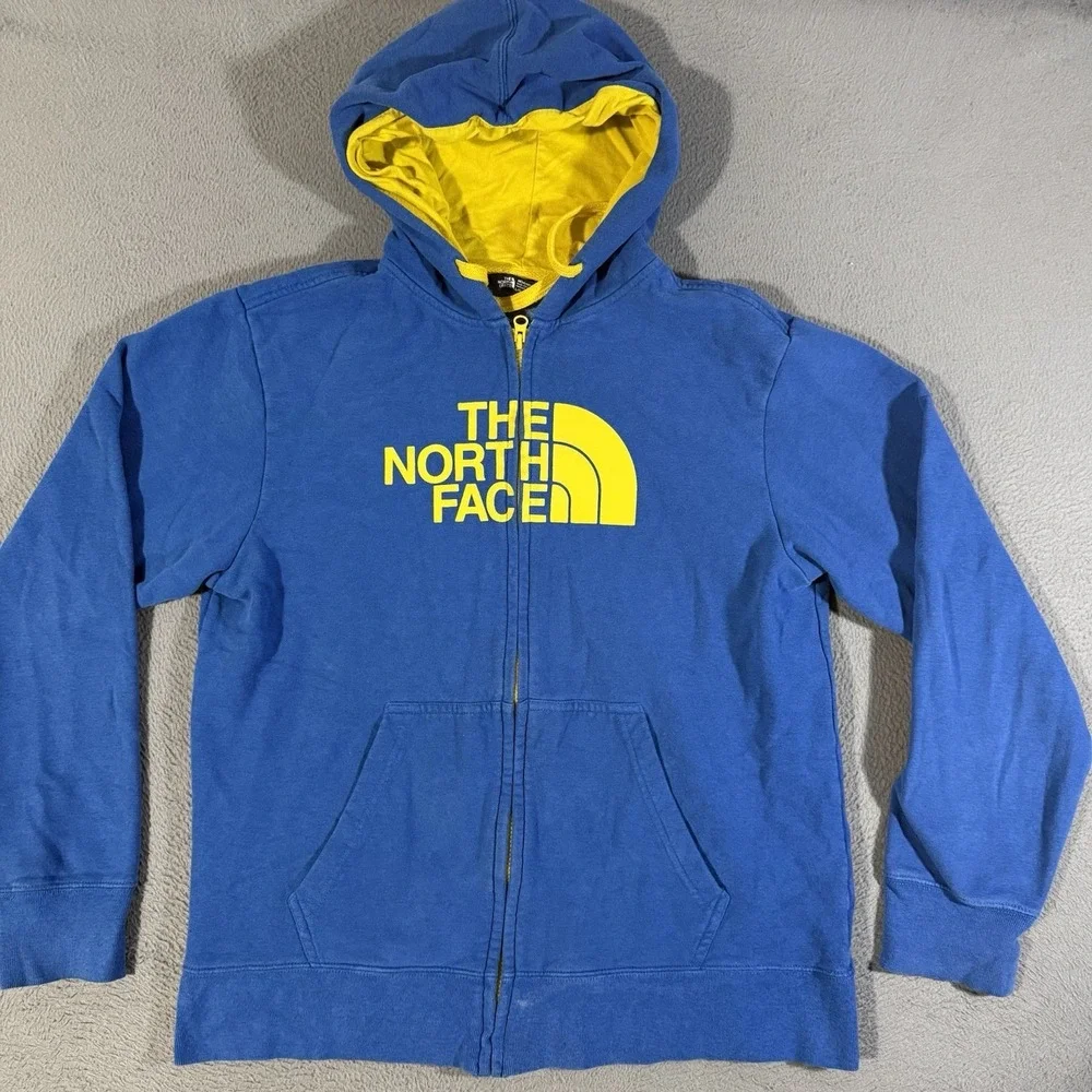 The North Face Full Zip Hoodie Men's Size Medium Blue‎ Yellow